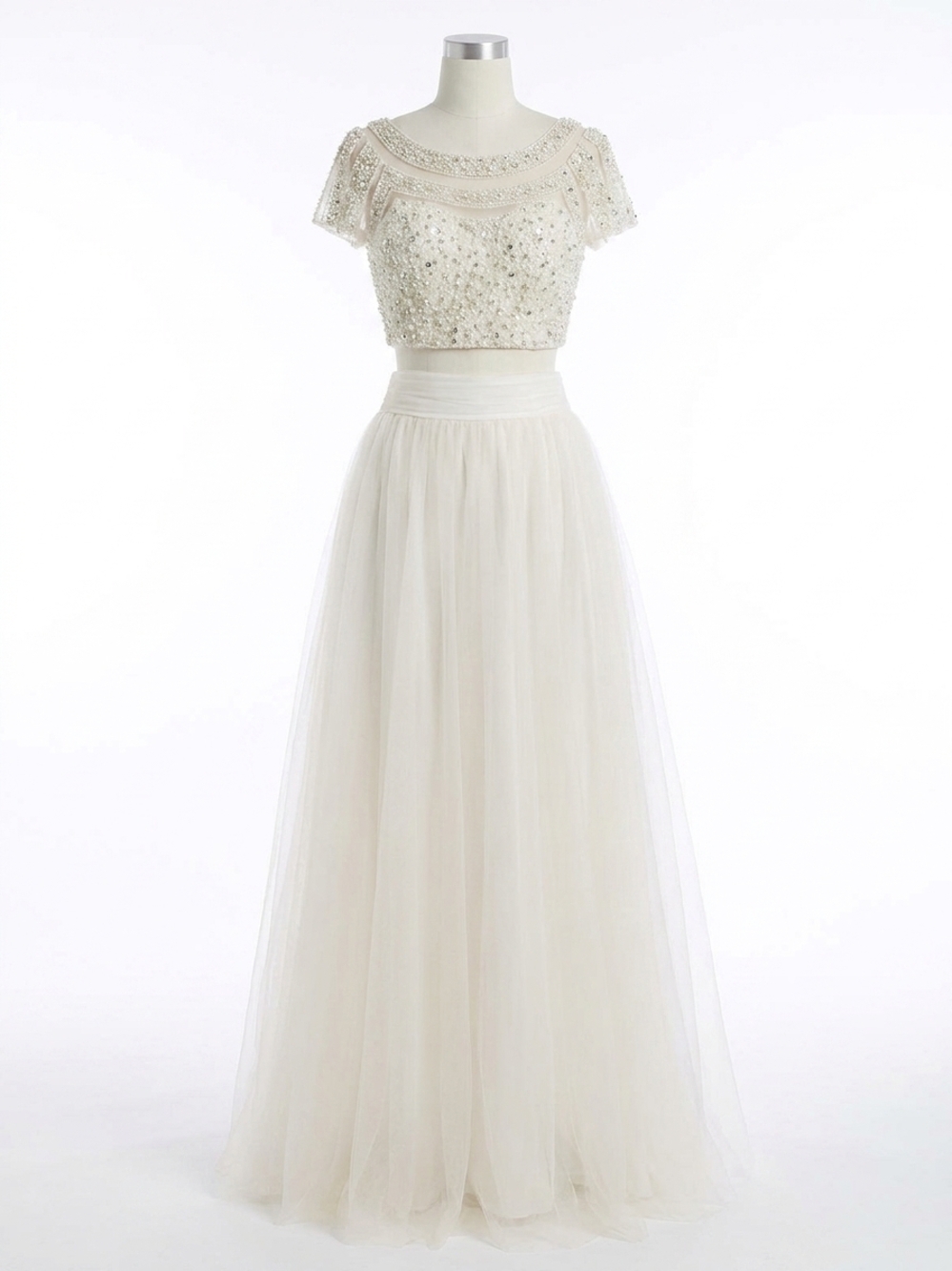 NEW MAC DUGGAL two-piece prom dress in ivory